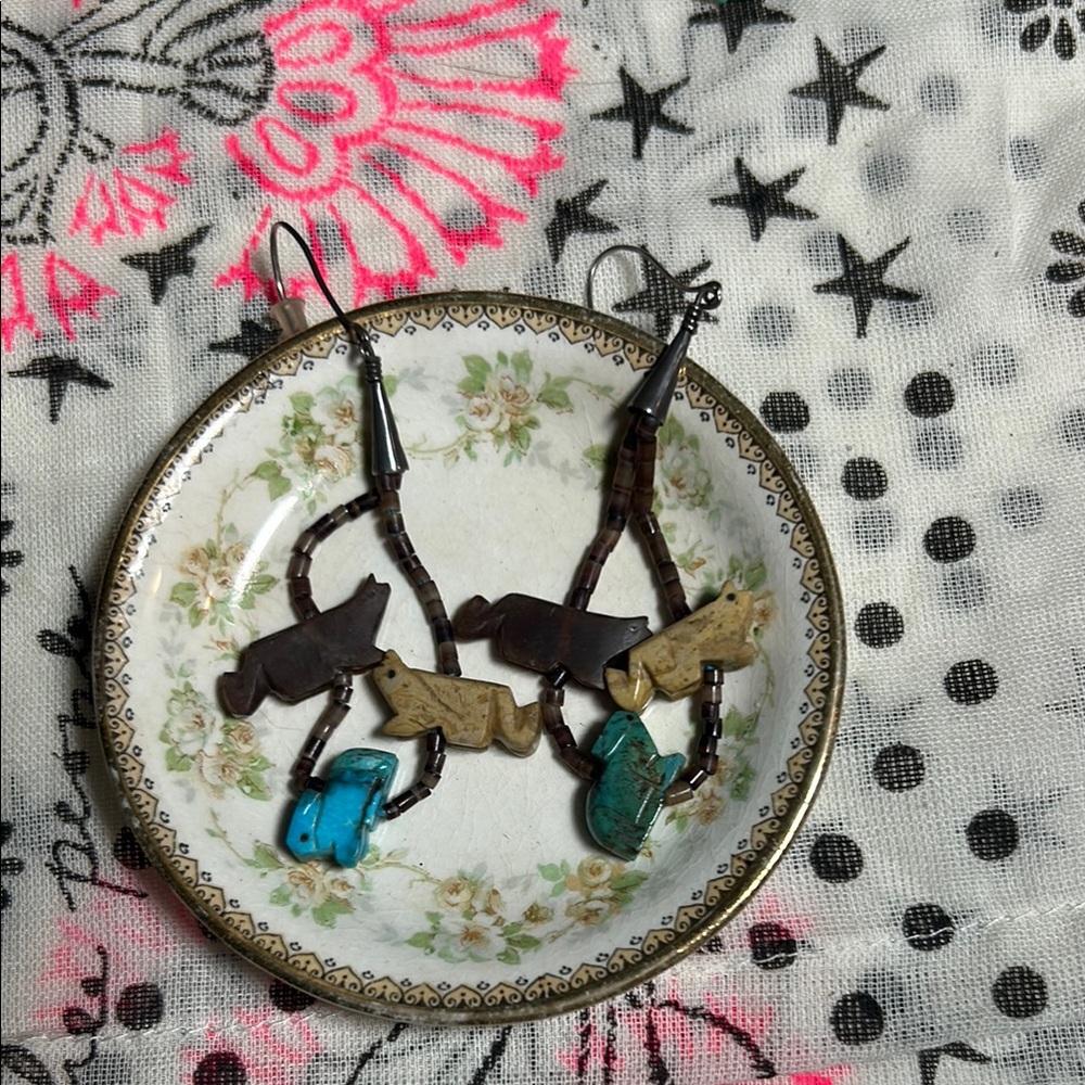 Vintage Totem Animal Dangle Earrings
